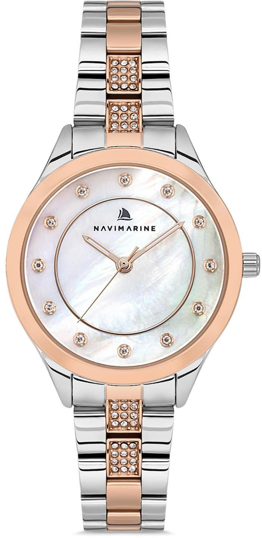 Navimarine VM90-E1 33 mm Gri-Rose Gold Çelik Kordon Analog Kadın Kol Saati