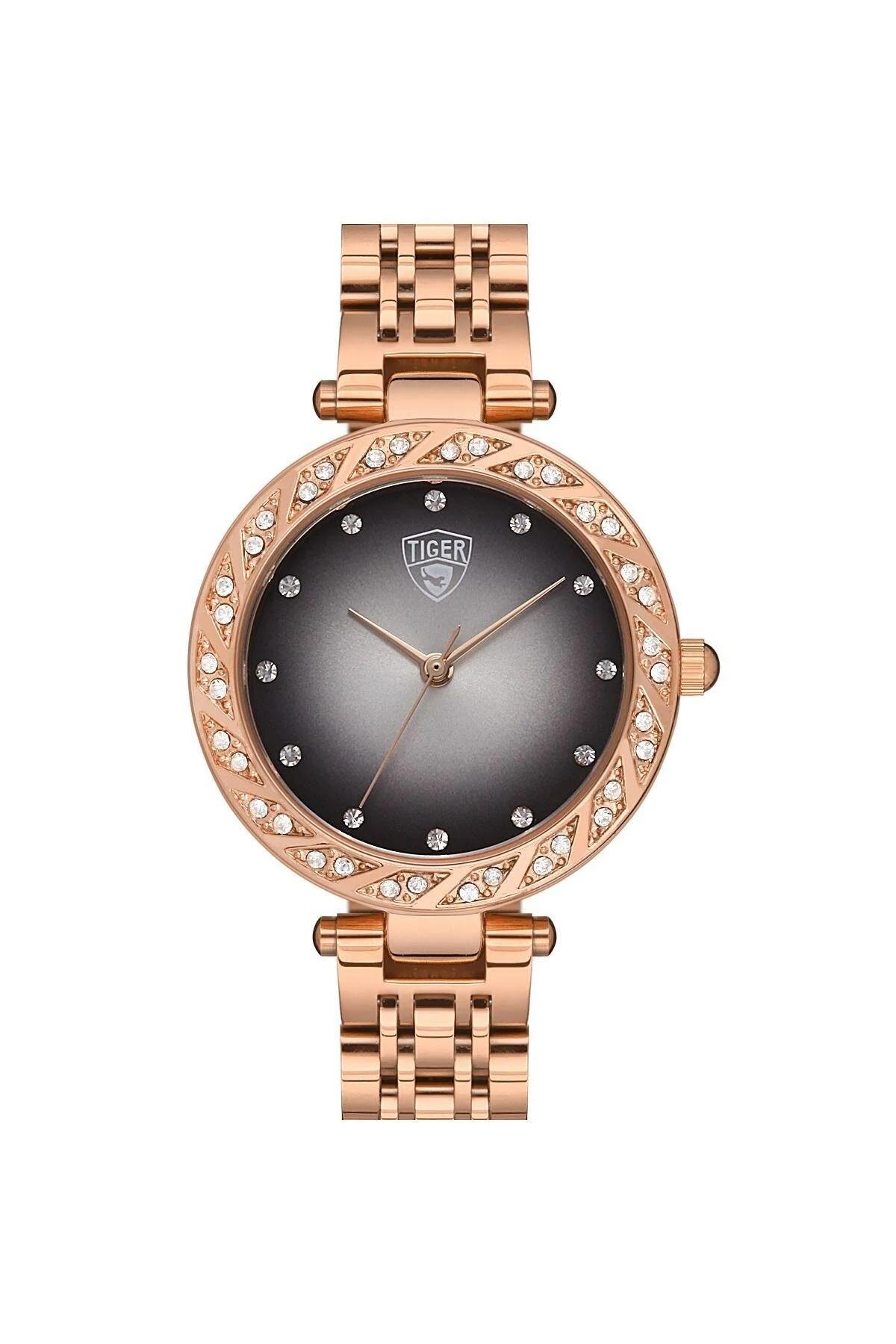 Tiger 566B 41-45 mm Rose Gold Çelik Kordon Analog Kadın Kol Saati