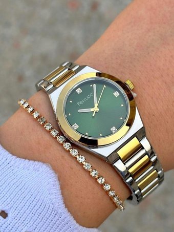Ferrucci FRC.FT.1.268 31-35 mm Altın-Gri Çelik Kordon Analog Kadın Kol Saati