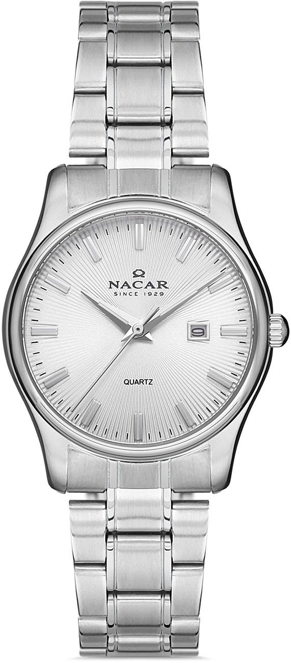 Nacar NC35-390002-AWM Takvimli 32 mm Gri Çelik Kordon Analog Kadın Kol Saati