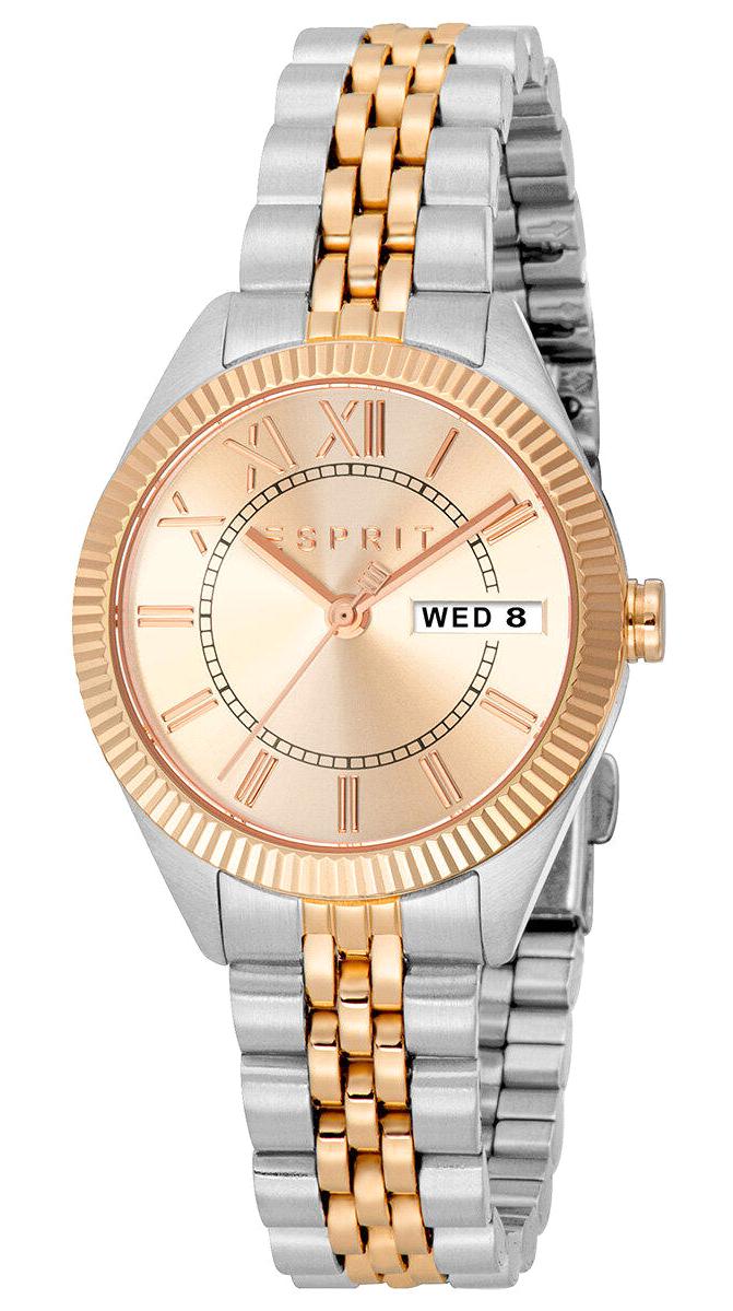 Esprit ES1L398M0115 Takvimli 30 mm Gri-Rose Gold Çelik Kordon Analog Kadın Kol Saati