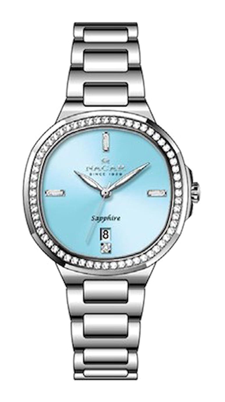 Nacar NC33-398369-AUMS Takvimli 27 mm Gri Çelik Kordon Analog Erkek Kol Saati