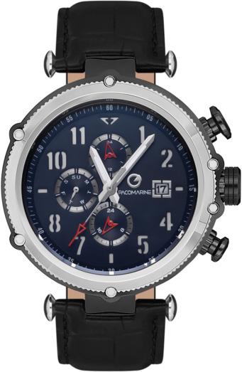 Pacomarine PM.61102.11 Takvimli 50 mm Siyah Deri Kordon Analog Kadın Kol Saati