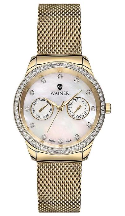 Wainer WA.18655-C 35 mm Altın Çelik-Hasır Kordon Analog Kadın Kol Saati