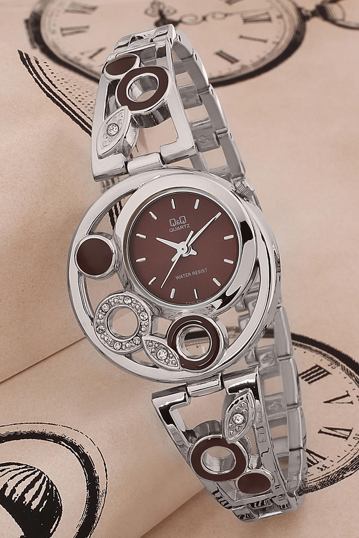 Q&Q 3G485 36 mm Gri Metal Kordon Analog Kadın Kol Saati