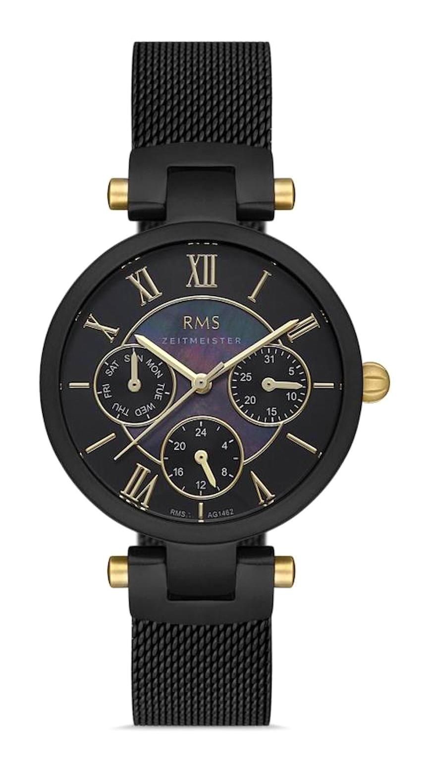 Romanson GR.1.AG1462.07 Takvimli 34 mm Siyah Çelik Kordon Analog Kadın Kol Saati