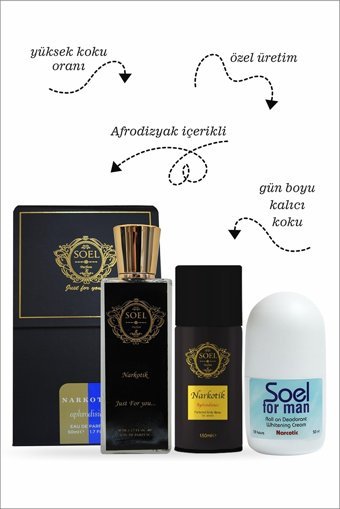 Soel Parfüm Narkotik 3 Parça Erkek Parfüm Deodorant Seti EDP