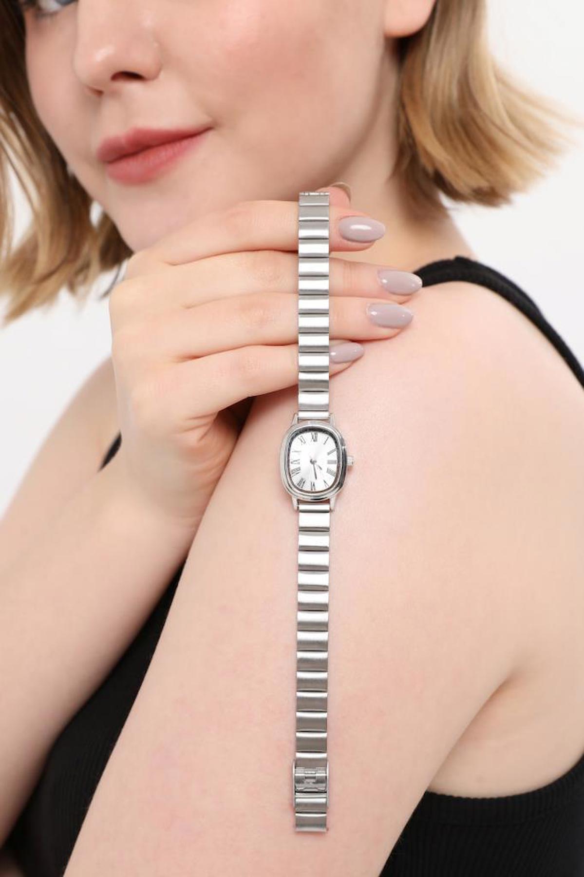 Oqqo LİLİTH 25 mm Gri Metal Kordon Analog Kadın Kol Saati