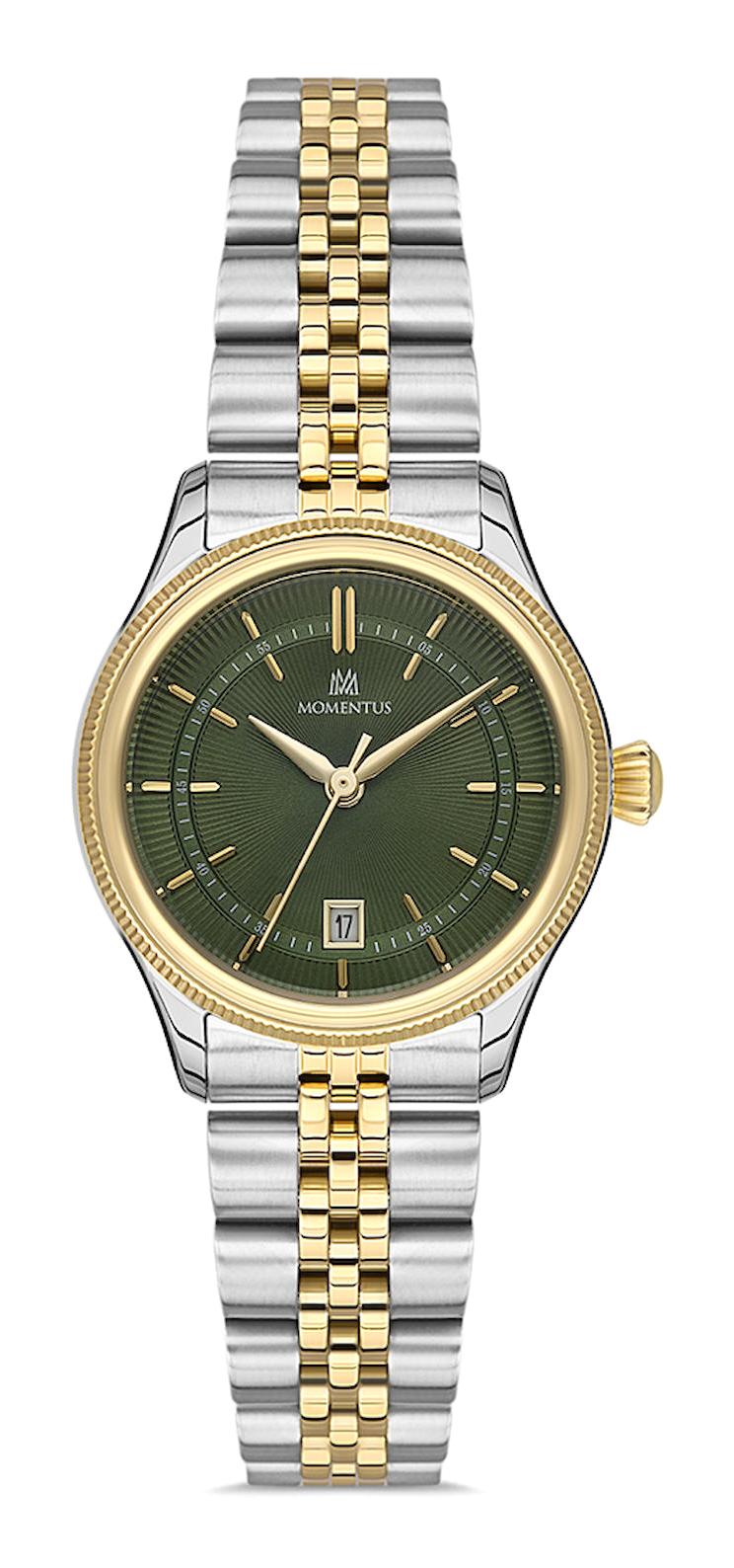 Momentus CW139T-16SG Takvimli 28 mm Altın-Gri Çelik Kordon Analog Kadın Kol Saati