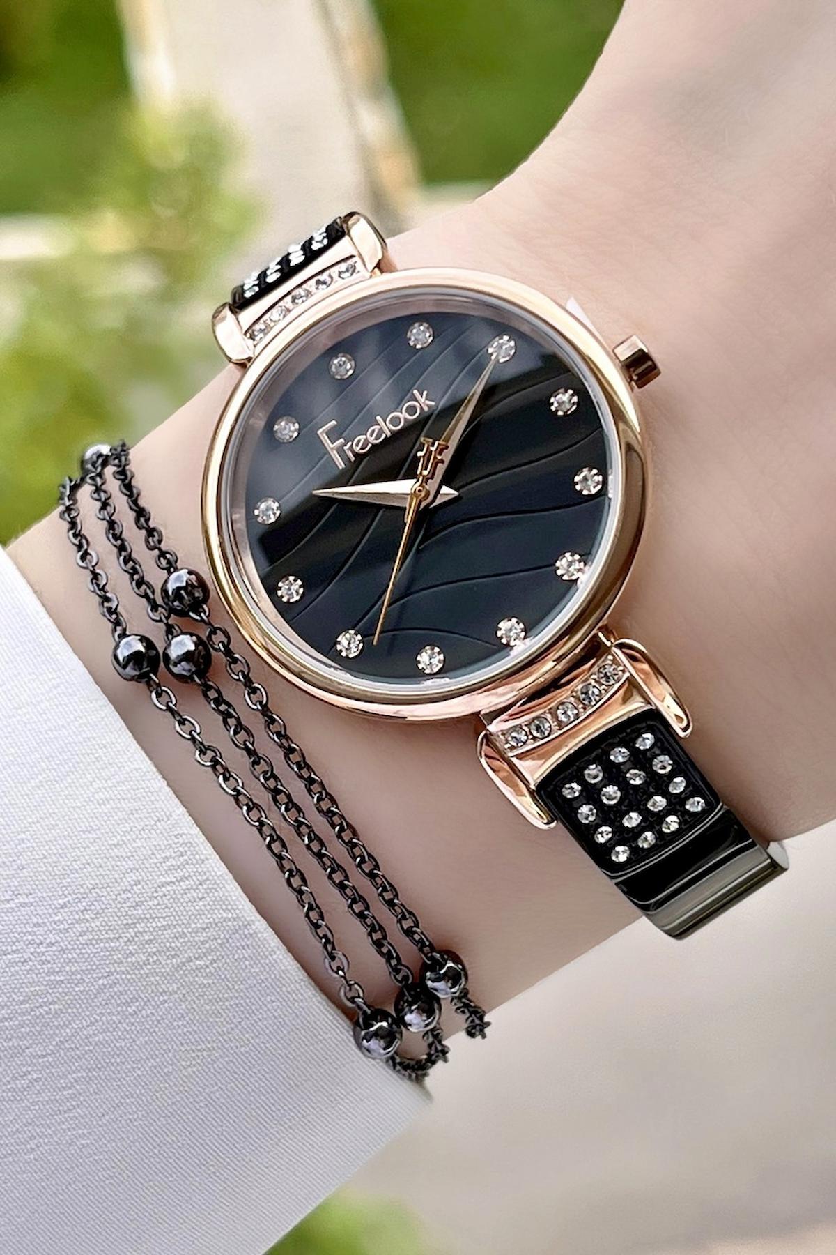 Freelook FLISTE21 35 mm Gri-Rose Gold Çelik Kordon Analog Kadın Kol Saati