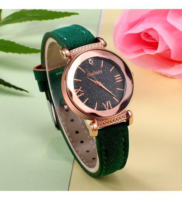 Gogoey 36 mm Yeşil Deri Kordon Analog Kadın Kol Saati