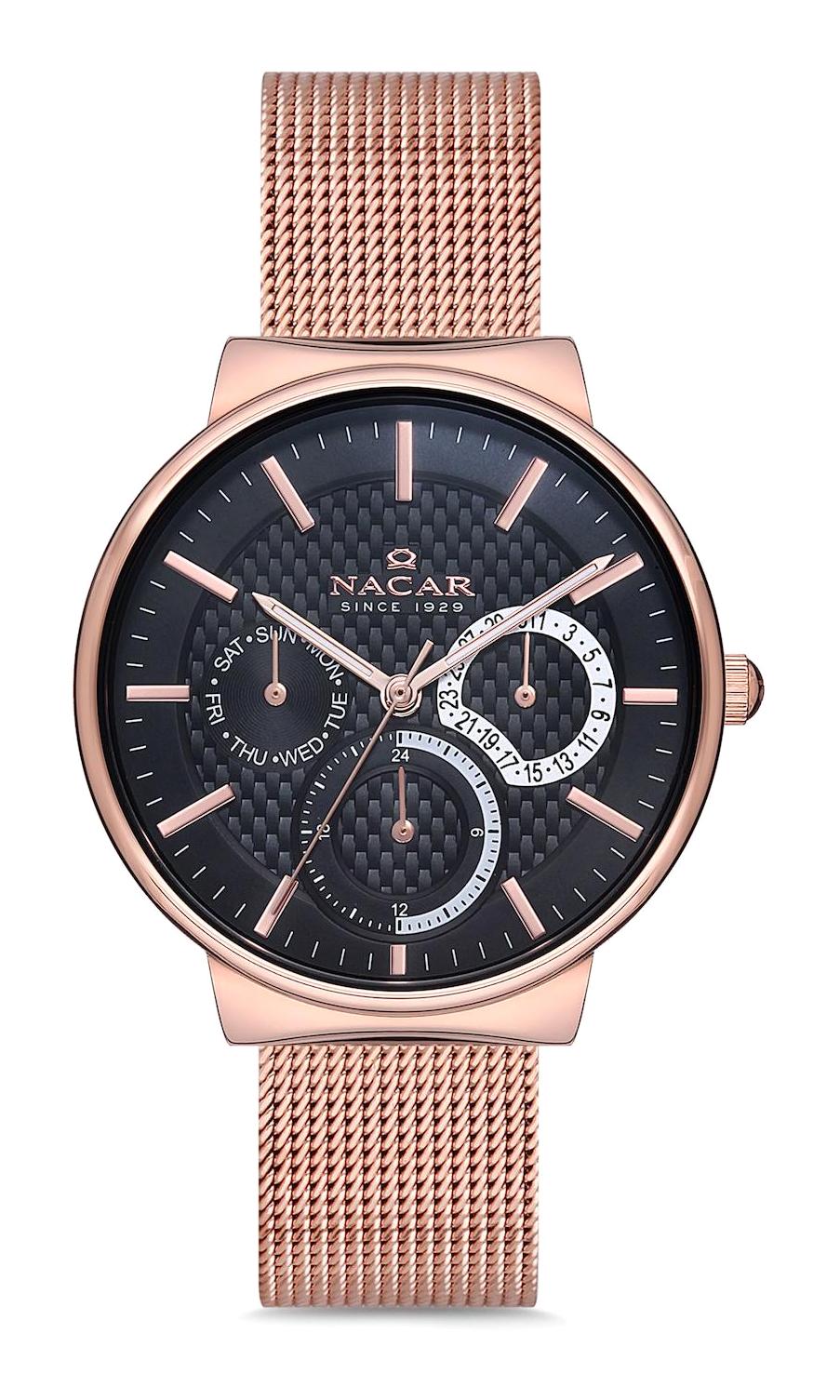 Nacar 183914C033-RBM Takvimli 36 mm Rose Gold Hasır Kordon Analog Kadın Kol Saati