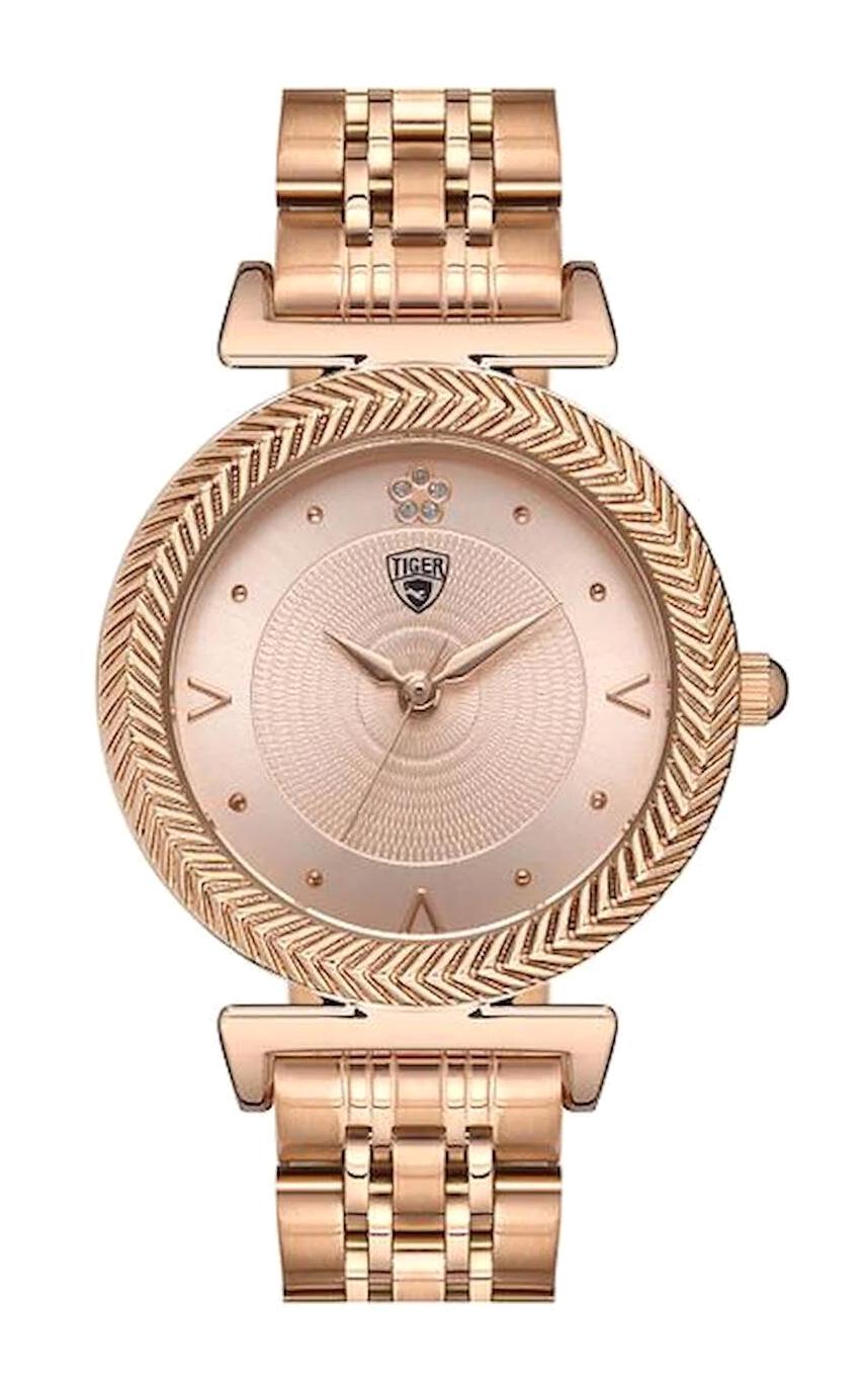 Tiger 558-E 20-25 mm Rose Gold Çelik Kordon Analog Kadın Kol Saati