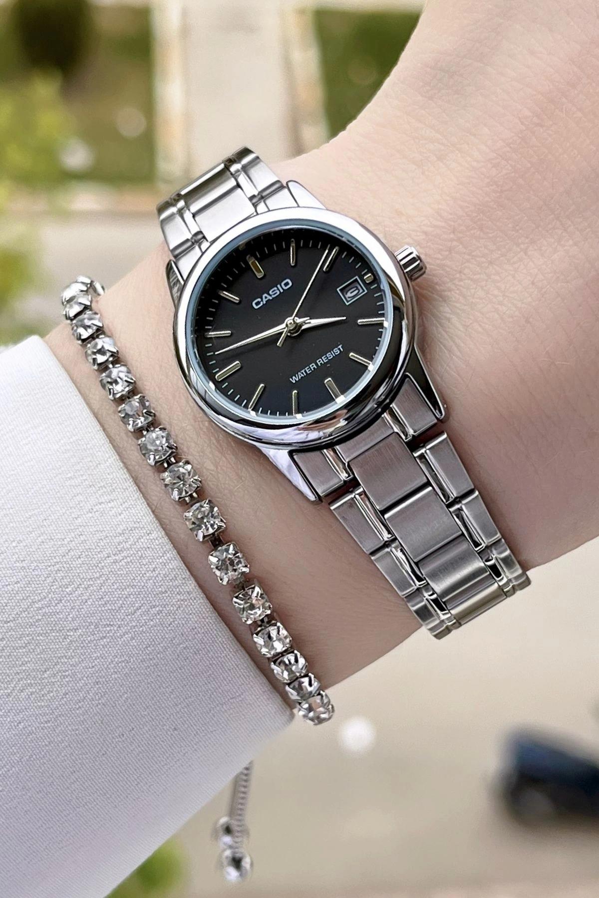 Casio CSISTE21 Takvimli 30 mm Siyah Çelik Kordon Analog Kadın Kol Saati