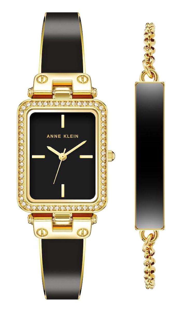 Anne Klein AK-3898BKST 22 mm Siyah Metal Kordon Analog Kadın Kol Saati