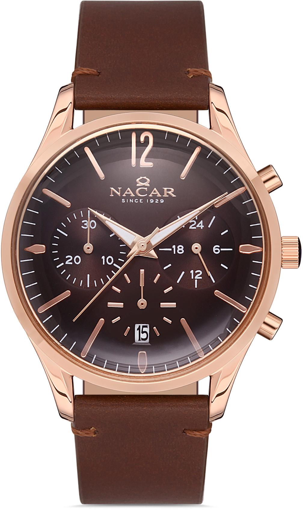 Nacar 25-390167-RKL2 Takvimli 38 mm Kahverengi Deri Kordon Analog Kadın Kol Saati