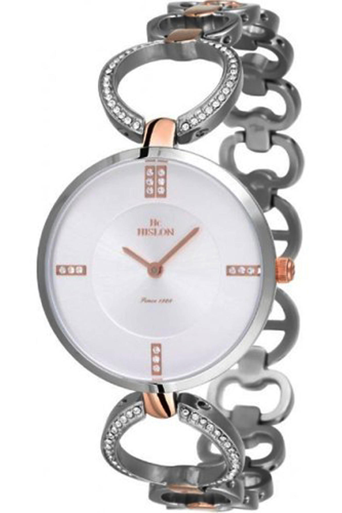 Hislon 3171-22411 30 mm Gri-Rose Gold Çelik Kordon Analog Kadın Kol Saati