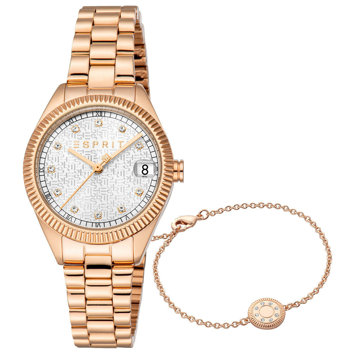 Esprit ES1L433M0045 Takvimli 30 mm Rose Gold Çelik Kordon Analog Kadın Kol Saati