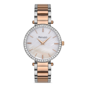 Ferrucci FC.11684M.03 35 mm Gri-Rose Gold Metal Kordon Analog Kadın Kol Saati