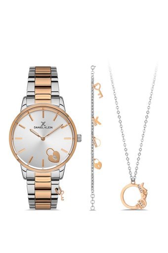 Daniel Klein DKE.1.10086.4 34 mm Gri-Rose Gold Metal Kordon Analog Kadın Kol Saati
