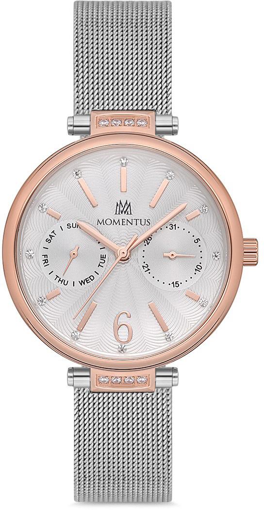 Momentus SW271T-02SR Takvimli 34 mm Gri Hasır Kordon Analog Kadın Kol Saati