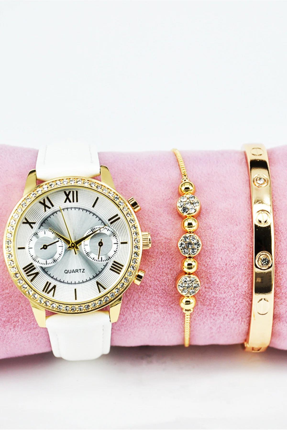 Storeay STA-1141 36-40 mm Beyaz Deri Kordon Analog Kadın Kol Saati