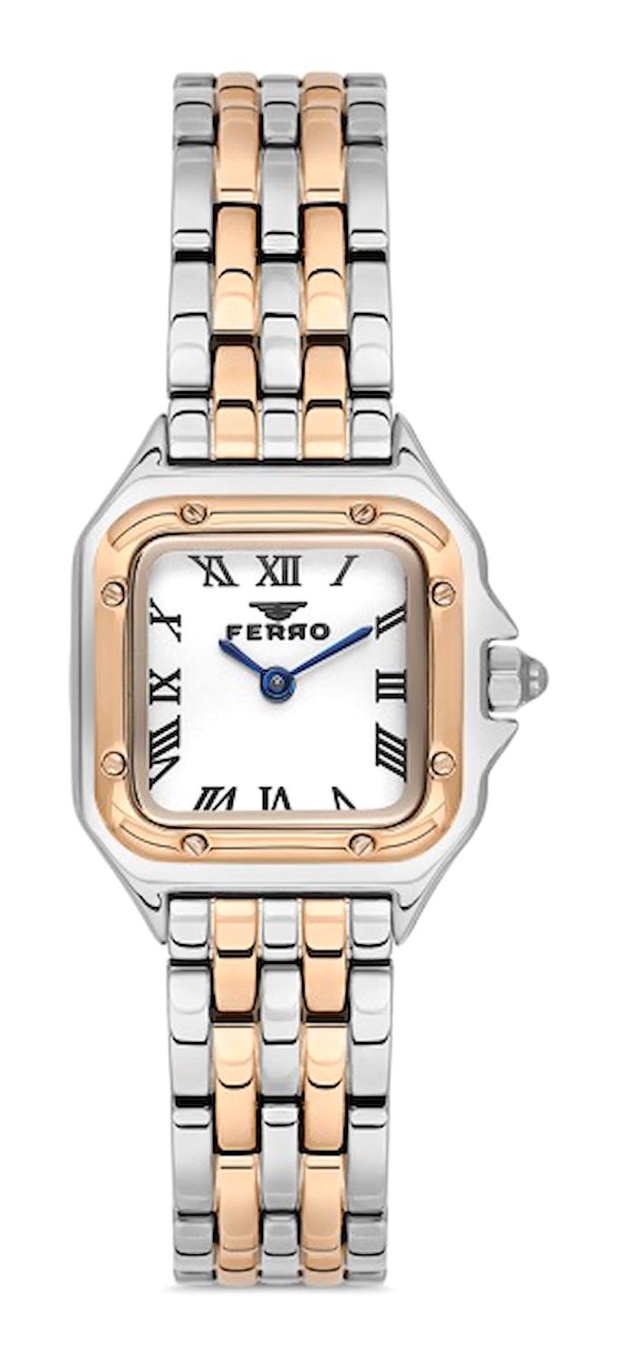 Ferro 32 mm Gri-Rose Gold Çelik Kordon Analog Kadın Kol Saati
