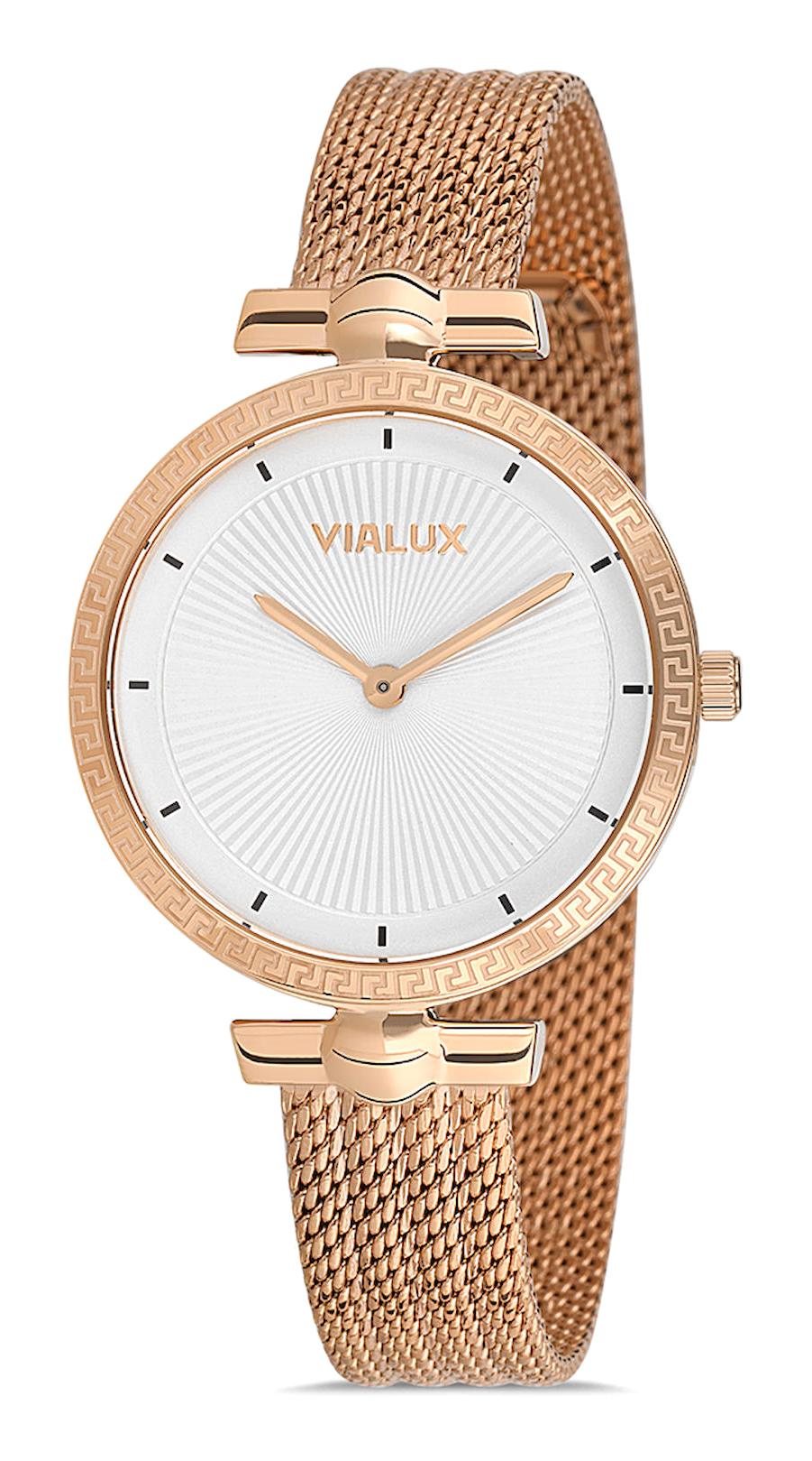 Vialux LJ481R-02SR 30 mm Altın Çelik Kordon Analog Kadın Kol Saati