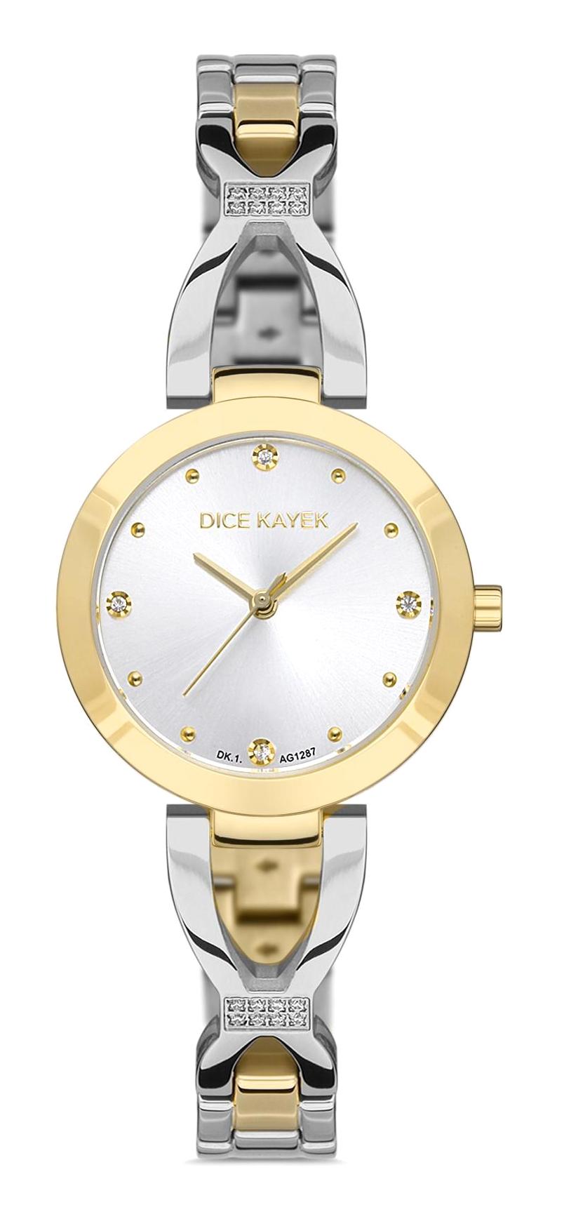 Dice Kayek DK.1.AG1287.03 30 mm Altın-Gri Çelik Kordon Analog Kadın Kol Saati