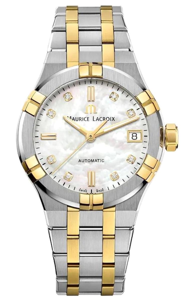 Maurice Lacroix ML-AI6006PVY13170-1 Takvimli 38 mm Altın Çelik Kordon Analog Kadın Kol Saati