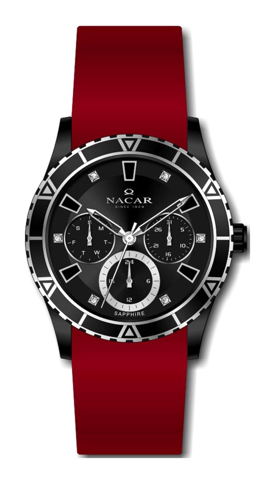 Nacar NC38-396350-BBS4 36 mm Kırmızı Silikon Kordon Analog Kadın Kol Saati