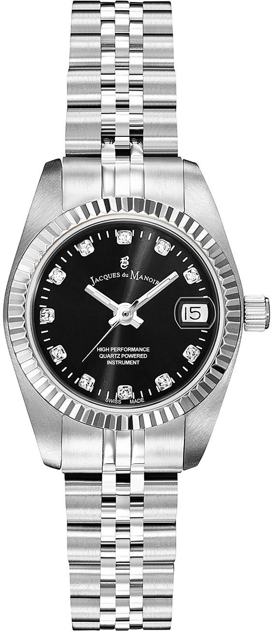 Jacques Du Manoir NRO.06 Takvimli 26 mm Gri Çelik Kordon Analog Kadın Kol Saati