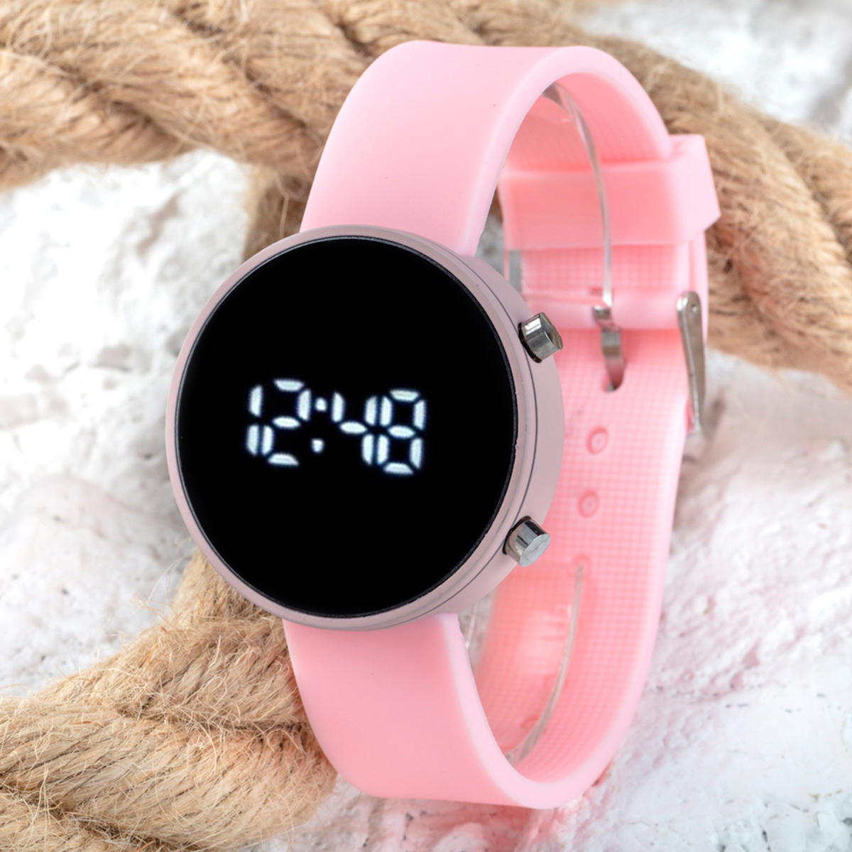 Oleydi Takvimli 36-40 mm Pembe Silikon Kordon Dijital Kadın Kol Saati