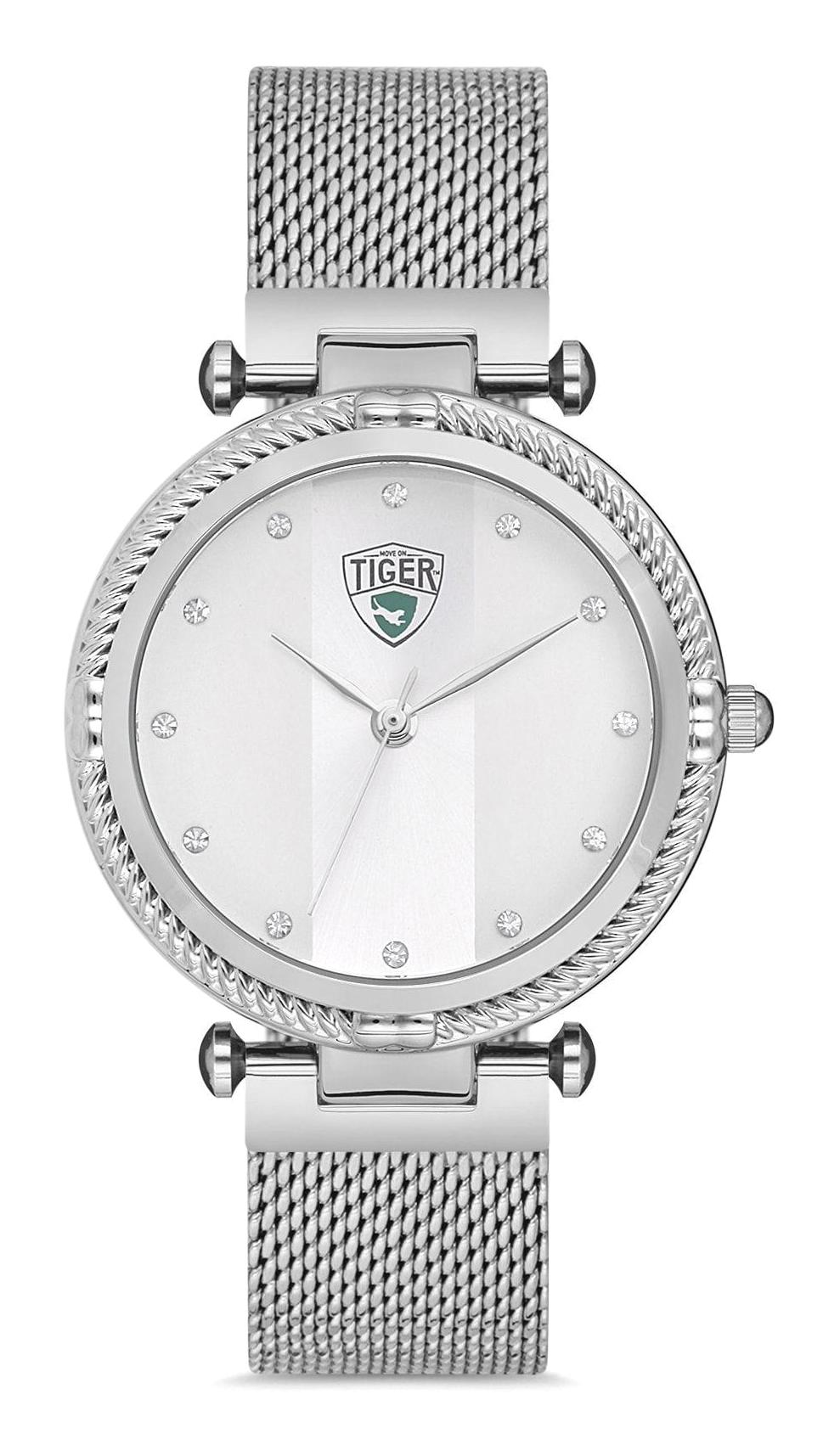 Tiger GGT541E 26-30 mm Gri Çelik-Hasır Kordon Analog Kadın Kol Saati