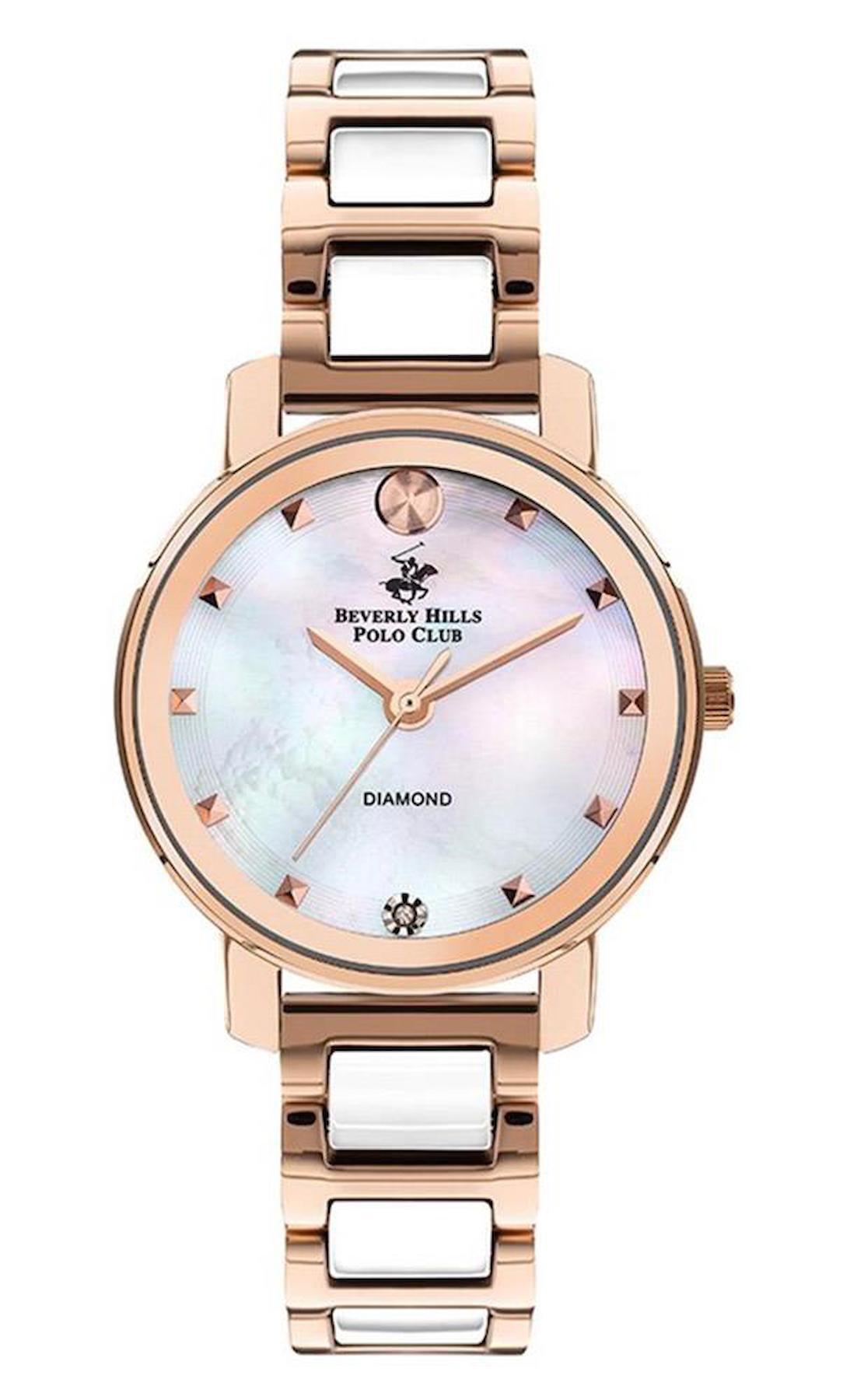 Beverly Hills Polo Club BP3349X.420 35 mm Beyaz Rose Gold Çelik Kordon Analog Kadın Kol Saati