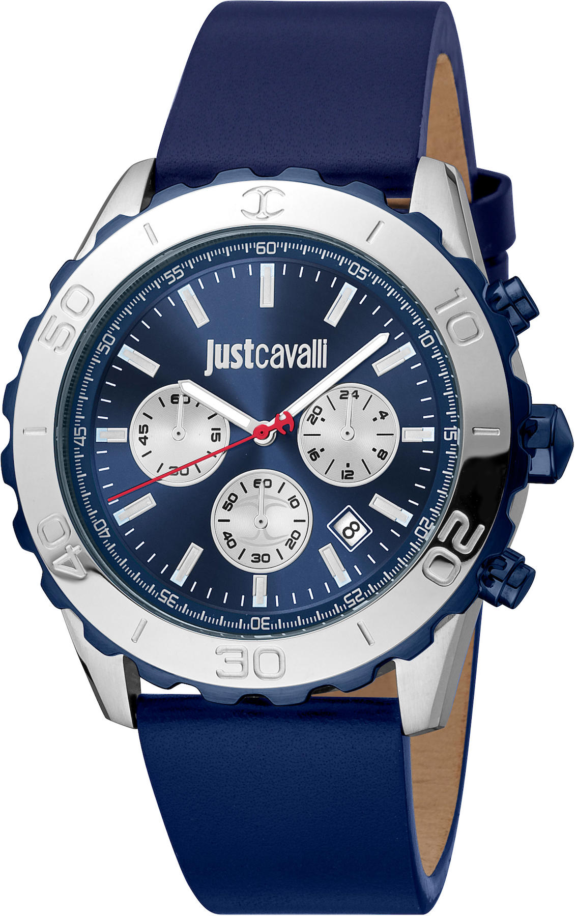 Just Cavalli JC1G214L0045 Takvimli 38 mm Lacivert Deri Kordon Analog Kadın Kol Saati