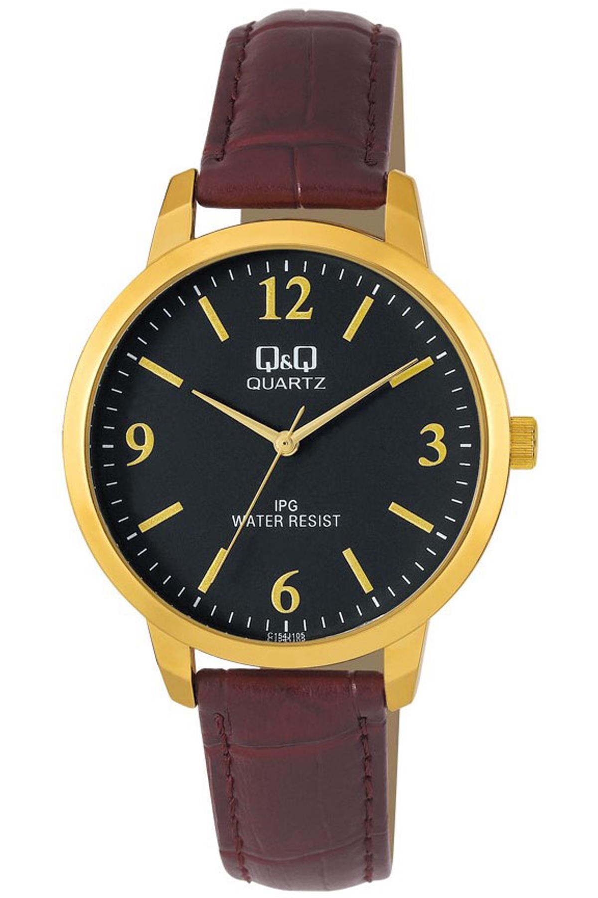 Q&Q 3A916 36 mm Kahverengi Deri Kordon Analog Kadın Kol Saati