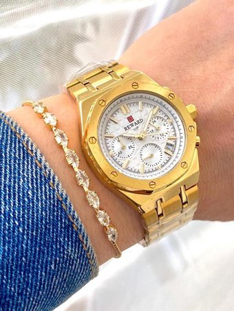Reward Takvimli 36 mm Altın Çelik Kordon Analog Kadın Kol Saati