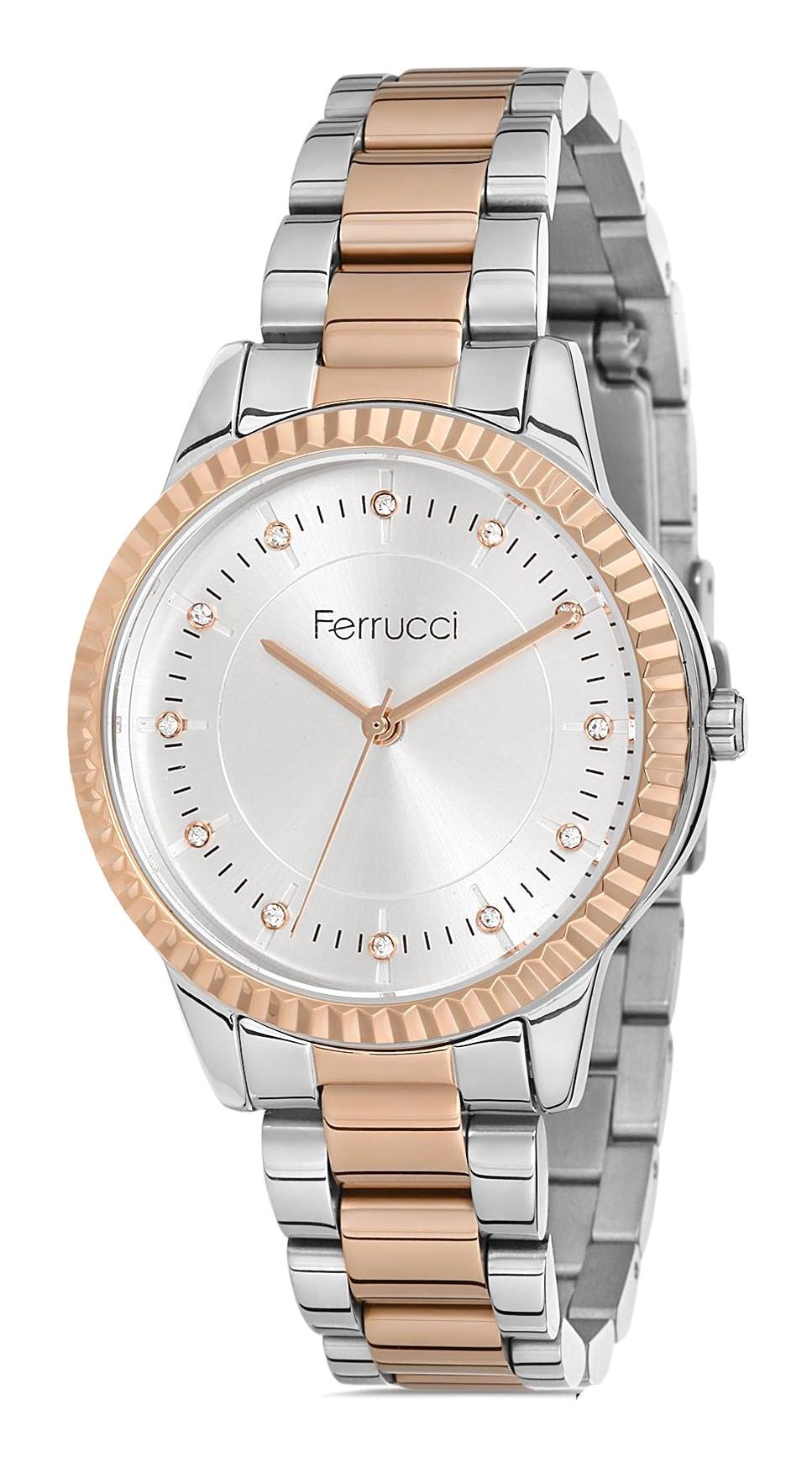 Ferrucci 9FM2703 36 mm Gri-Rose Gold Metal Kordon Analog Kadın Kol Saati