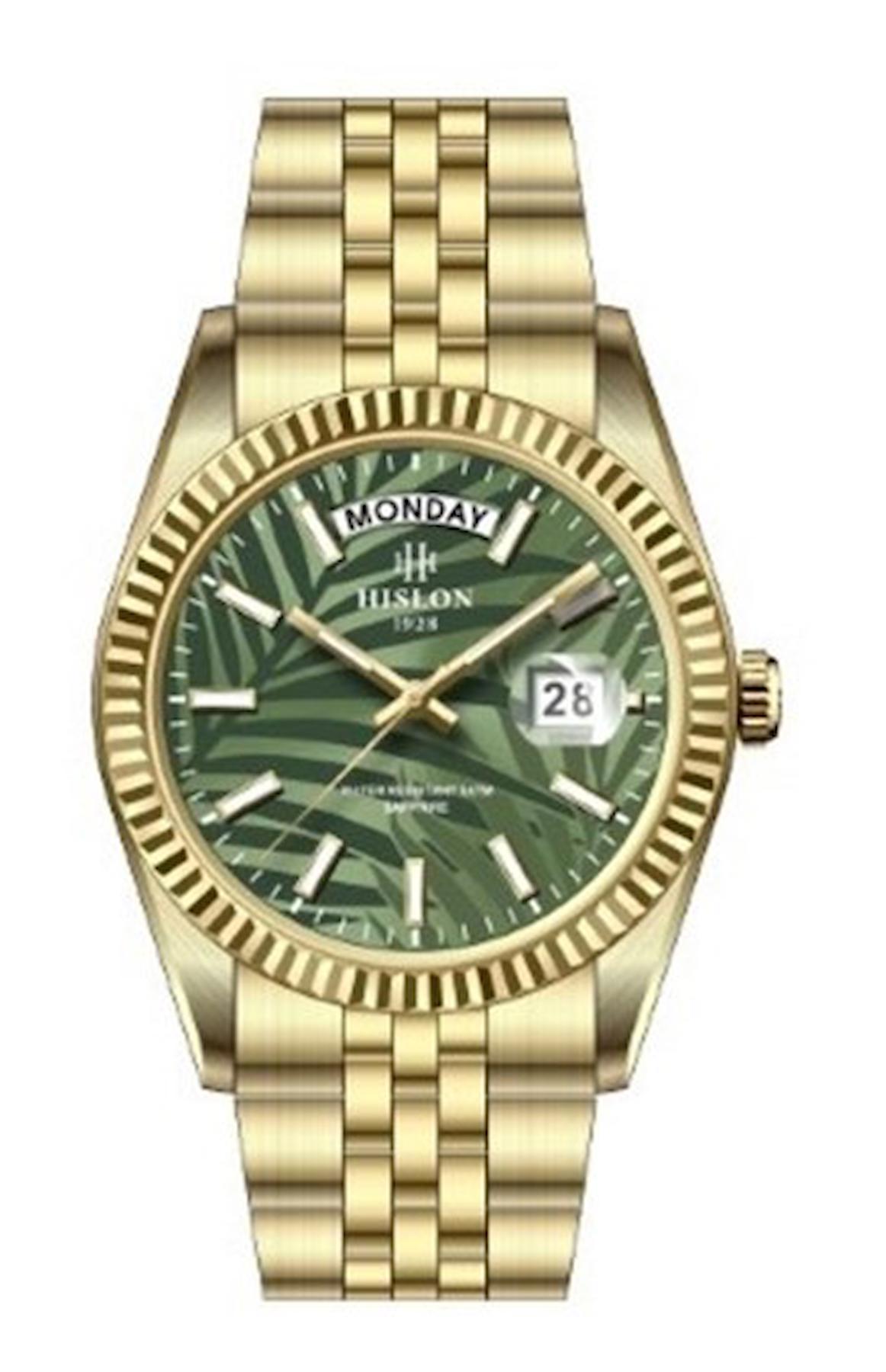 Hislon QL126G-15SG Takvimli 36 mm Altın Çelik Kordon Analog Kadın Kol Saati