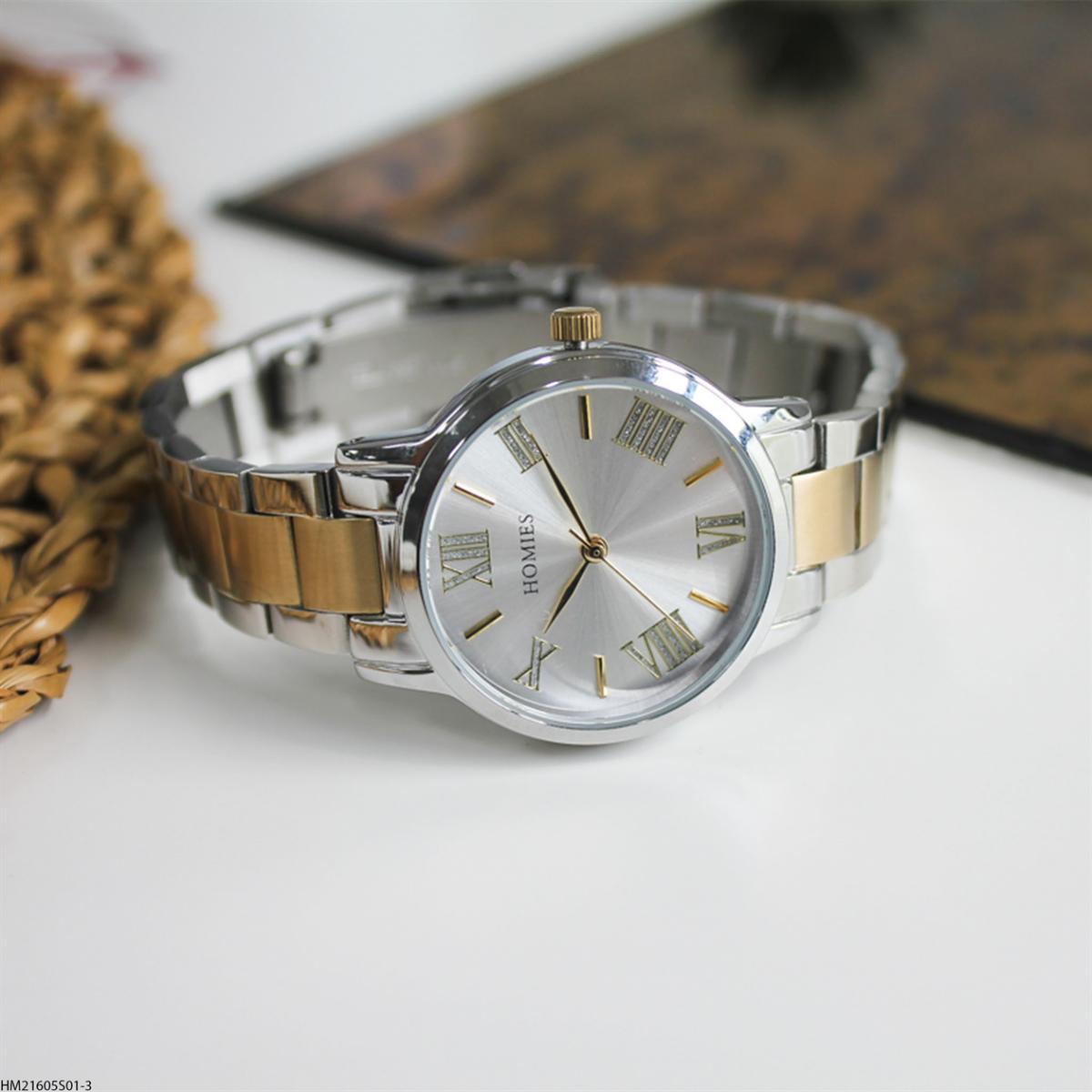 Homies HM21605S01-3 33 mm Altın-Gri Çelik Kordon Analog Kadın Kol Saati