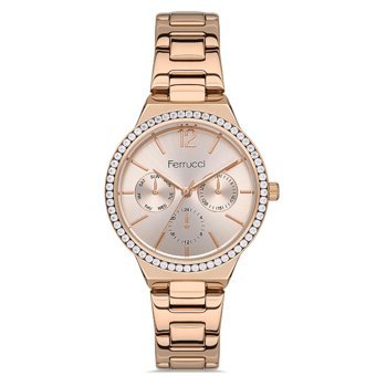 Ferrucci FRC.14307M.05 Takvimli 35 mm Rose Gold Çelik Kordon Analog Kadın Kol Saati
