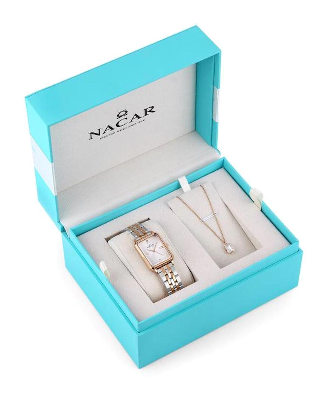 Nacar 35-390921-ESM 23-29 mm Gri-Rose Gold Metal Kordon Analog Kadın Kol Saati