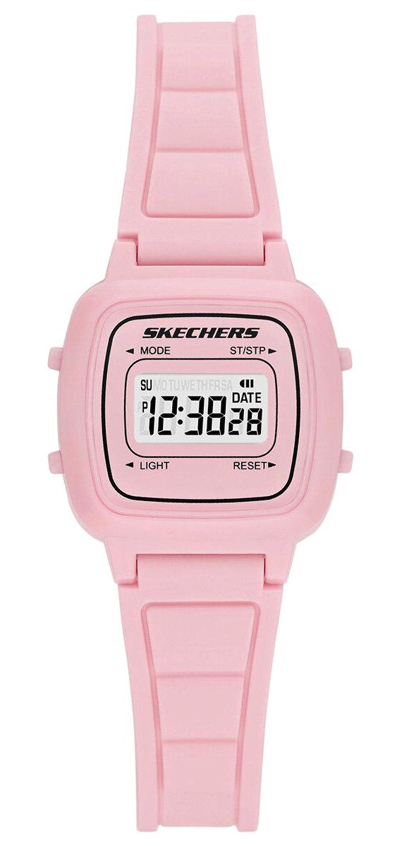 Skechers SR2139 Takvimli 27 mm Pembe Plastik Kordon Dijital Kadın Kol Saati
