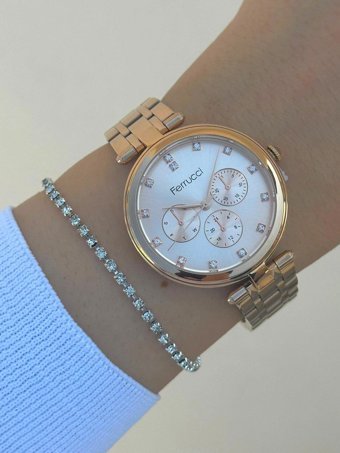 Ferrucci FRC.FT.1.109 38 mm Altın Çelik Kordon Analog Kadın Kol Saati