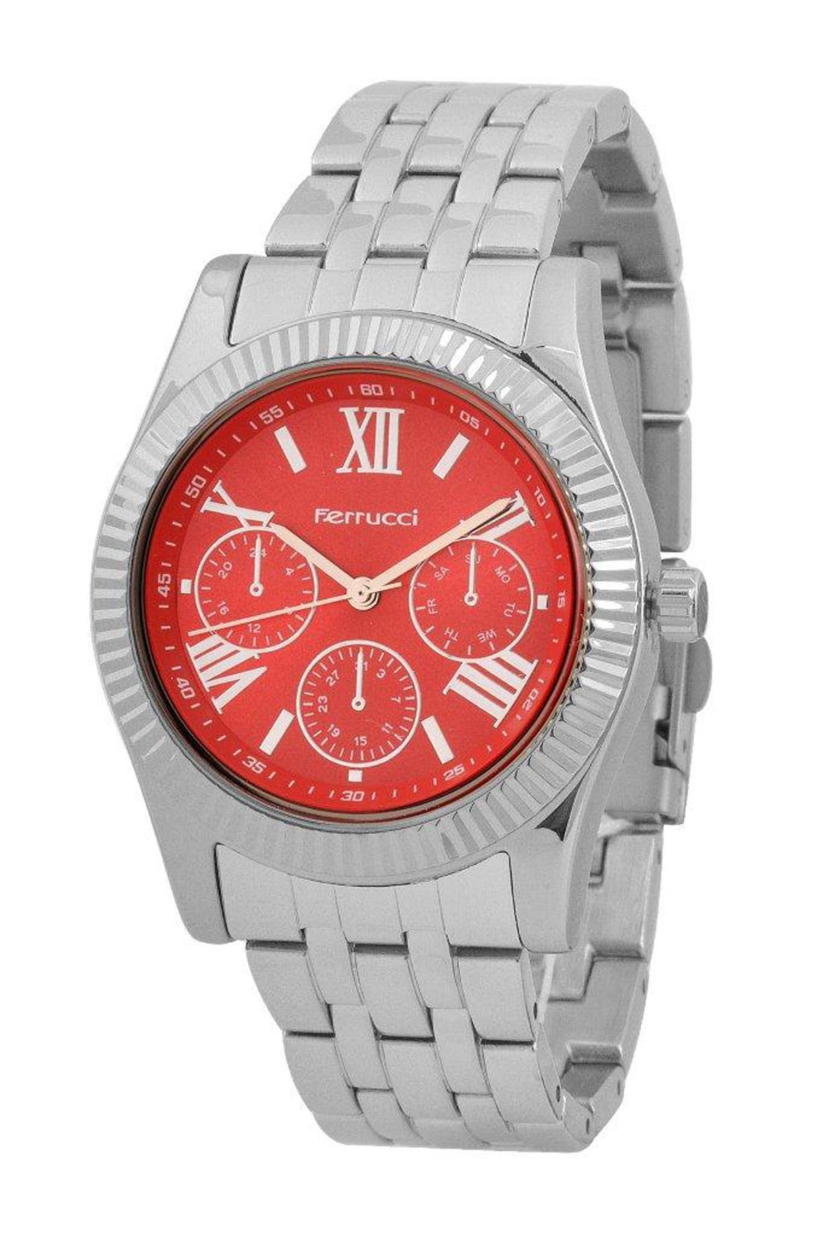 Ferrucci 7FM437 Takvimli 38 mm Gri Metal Kordon Analog Kadın Kol Saati