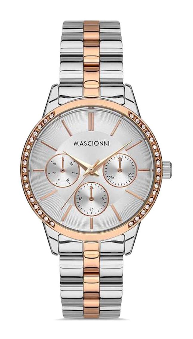 Mascionni M.1.2144.06 Takvimli 38 mm Gri-Rose Gold Çelik Kordon Analog Kadın Kol Saati