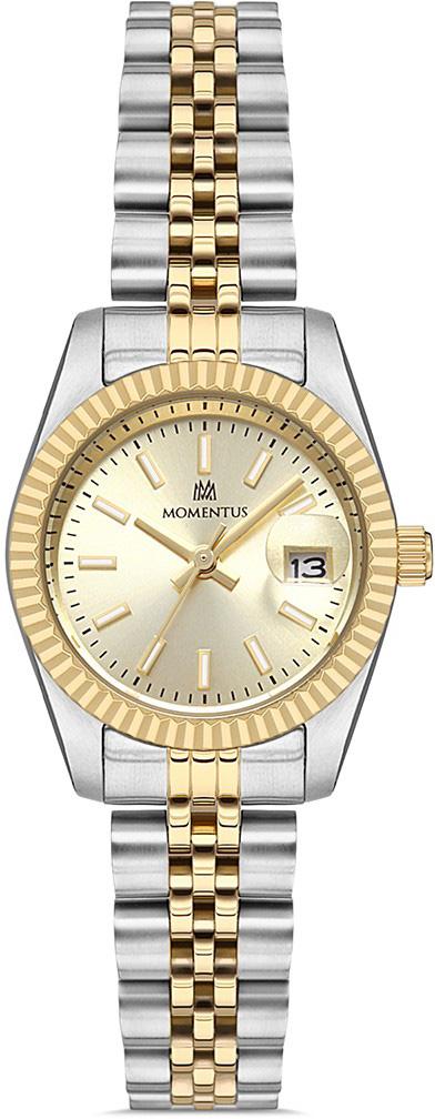 Momentus CW135T-08SG Takvimli 26 mm Altın-Gri Çelik Kordon Analog Kadın Kol Saati