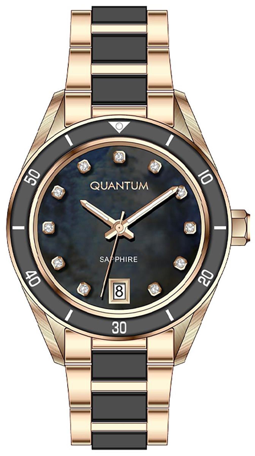 Quantum IML1124.450 Takvimli 33 mm Rose Gold - Siyah Çelik Kordon Analog Kadın Kol Saati