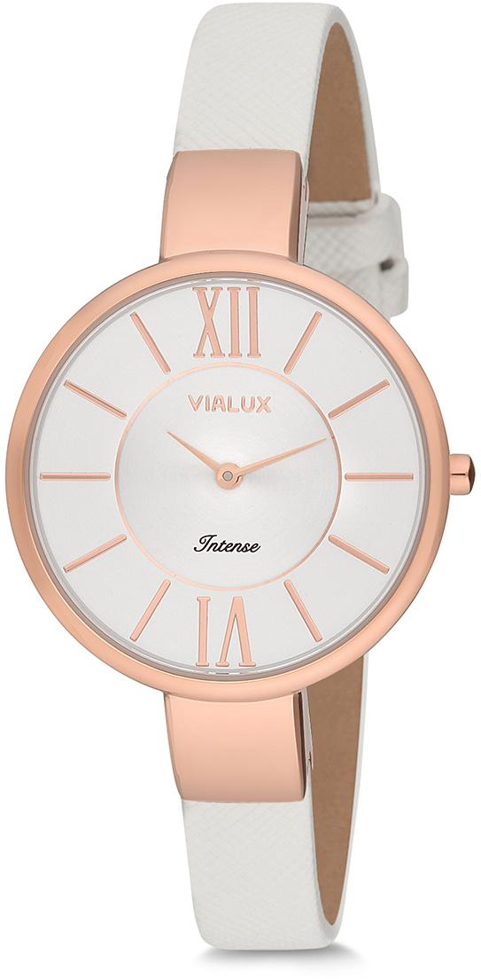 Vialux LJ752R-01WR 35 mm Beyaz Rose Gold Deri Kordon Analog Kadın Kol Saati